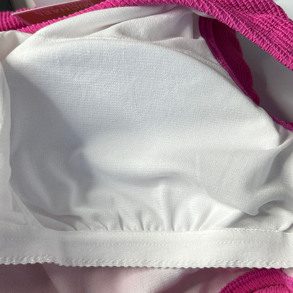 Michael MK Textured One Shoulder Cutout One Piece Swimsuit Pink Women 12 NWT - Picture 11 of 13